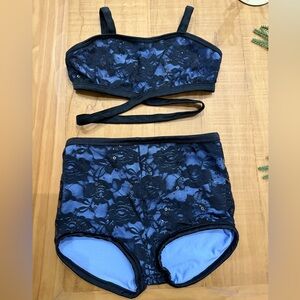 Dancewear set Black and Blue Lace MC